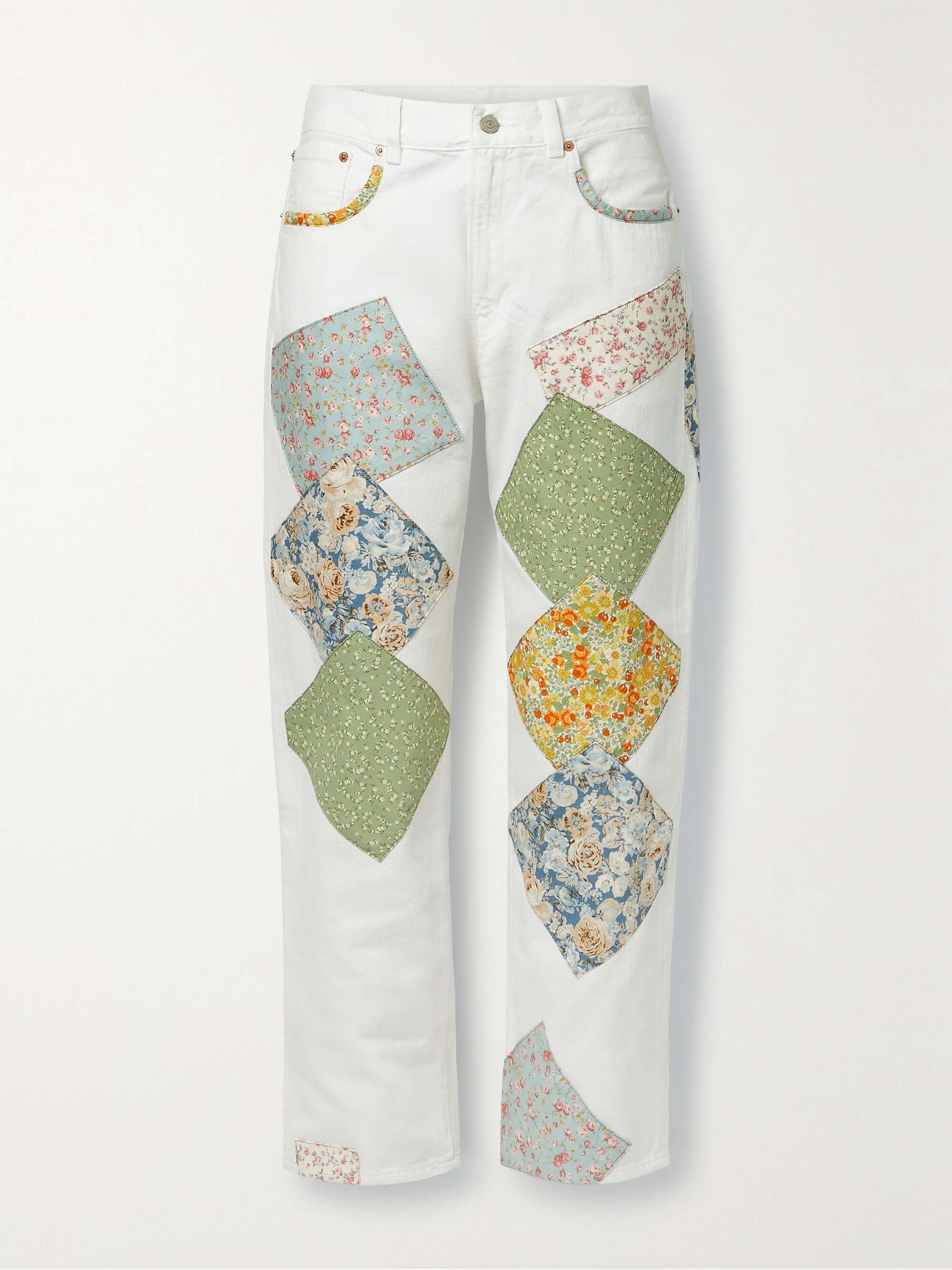 White Patchwork boyfriend jeans 