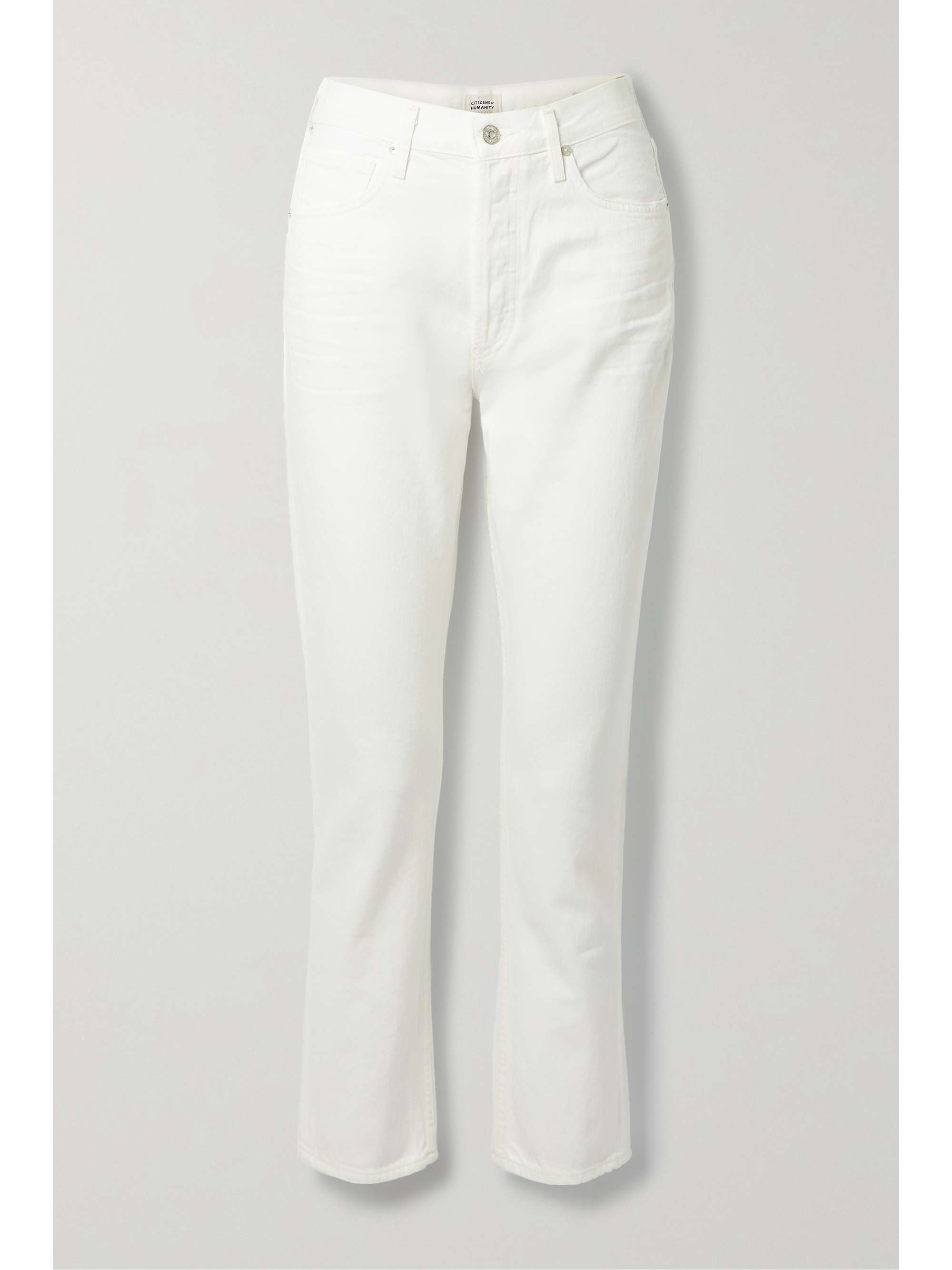 high rise white jeans