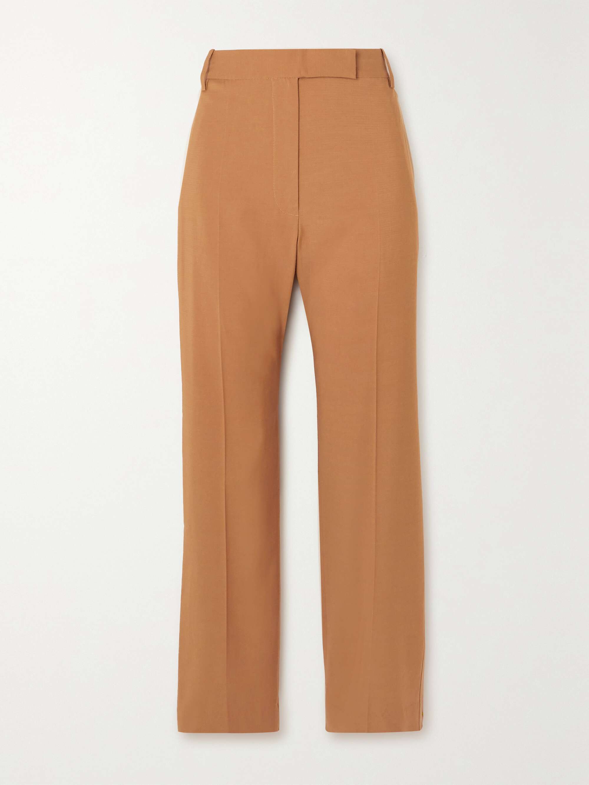 Brown Pleated crepe wide-leg pants 