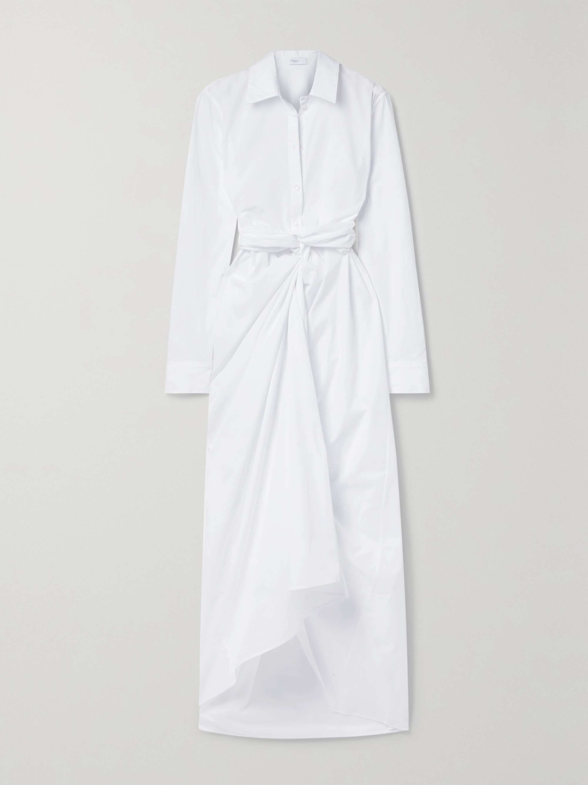 White Belted cotton-poplin wrap maxi 