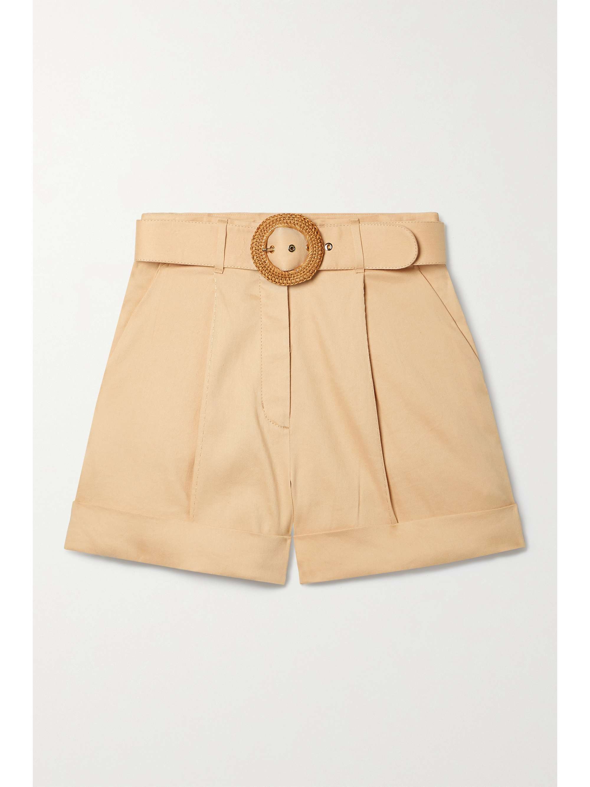 Beige Dancer belted pleated linen-blend 
