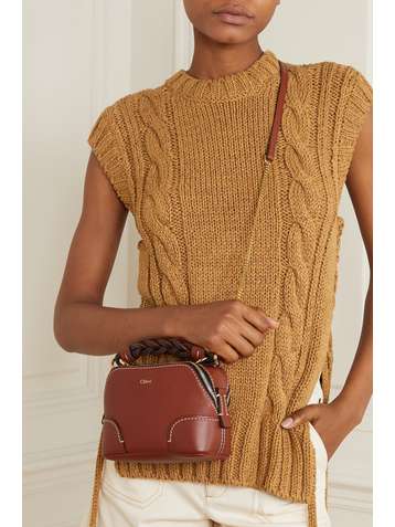 CHLOÉ Daria mini textured and smooth leather tote