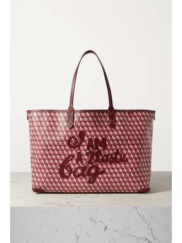 ANYA HINDMARCH I Am A Plastic Bag appliquéd leather-trimmed printed coated-canvas tote