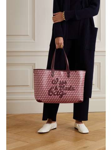 ANYA HINDMARCH I Am A Plastic Bag appliquéd leather-trimmed printed coated-canvas tote