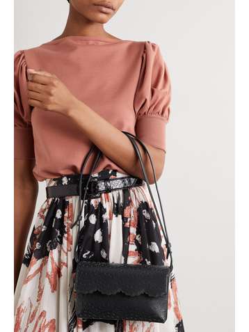 ALAÏA Lulu mittelgroße Schultertasche aus lasergeschnittenem Leder