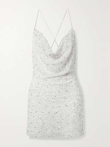 RETROFÊTE Mich draped embellished tulle mini dress
