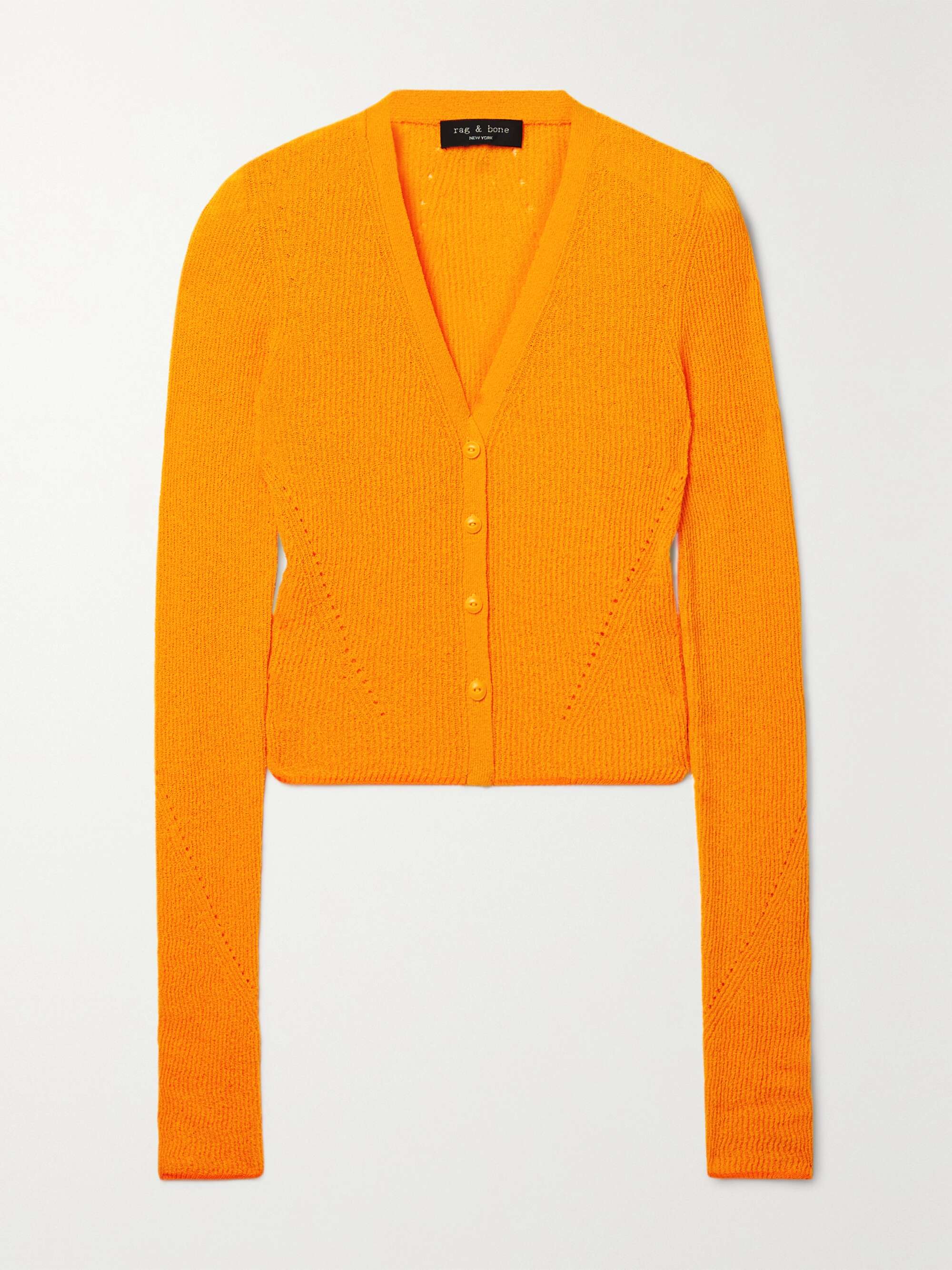 RAG u0026 BONE Soleil ribbed cropped pointelle-knit cotton-blend cardigan |  NET-A-PORTER