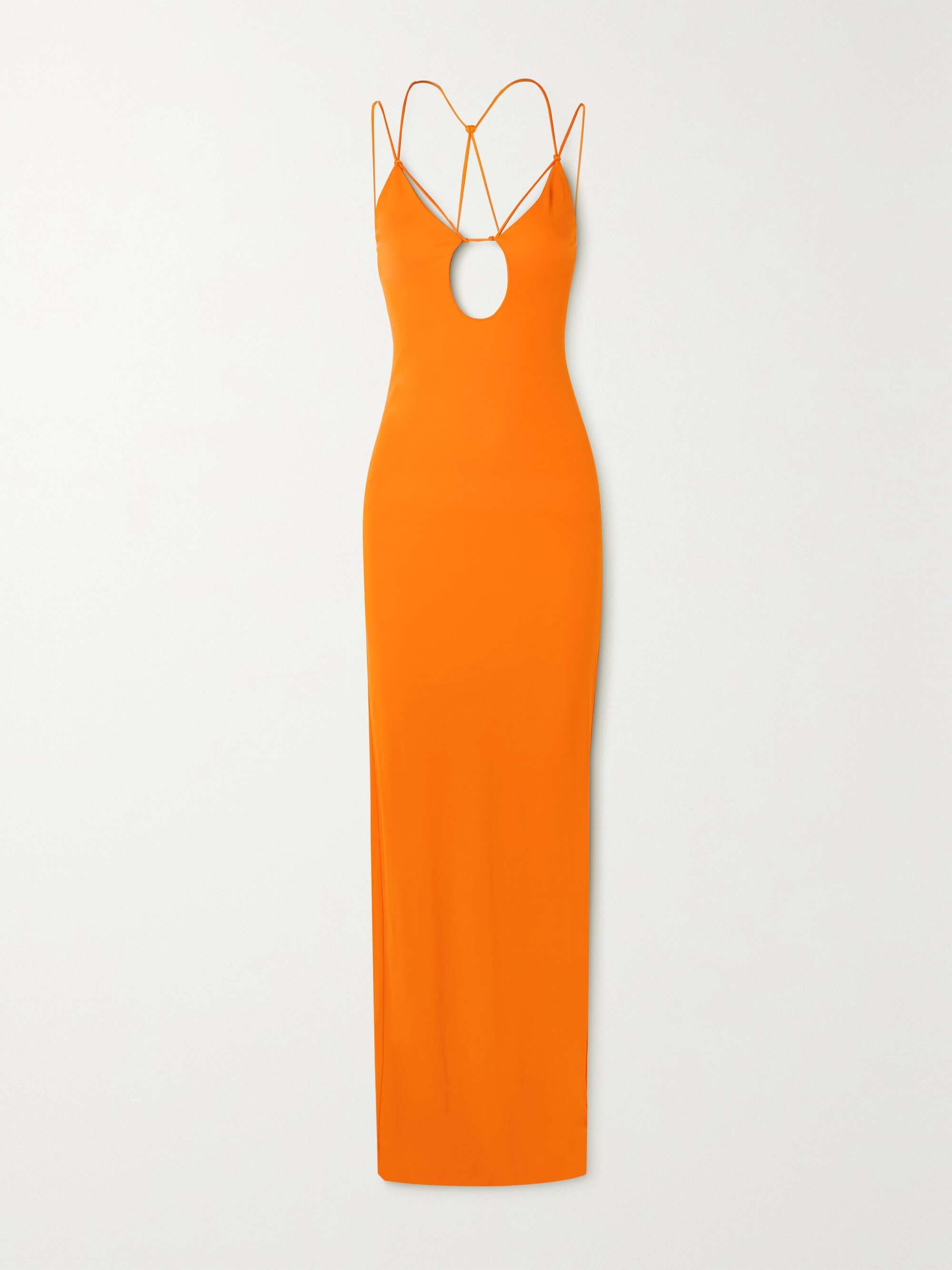 Orange Open-back cutout jersey maxi 