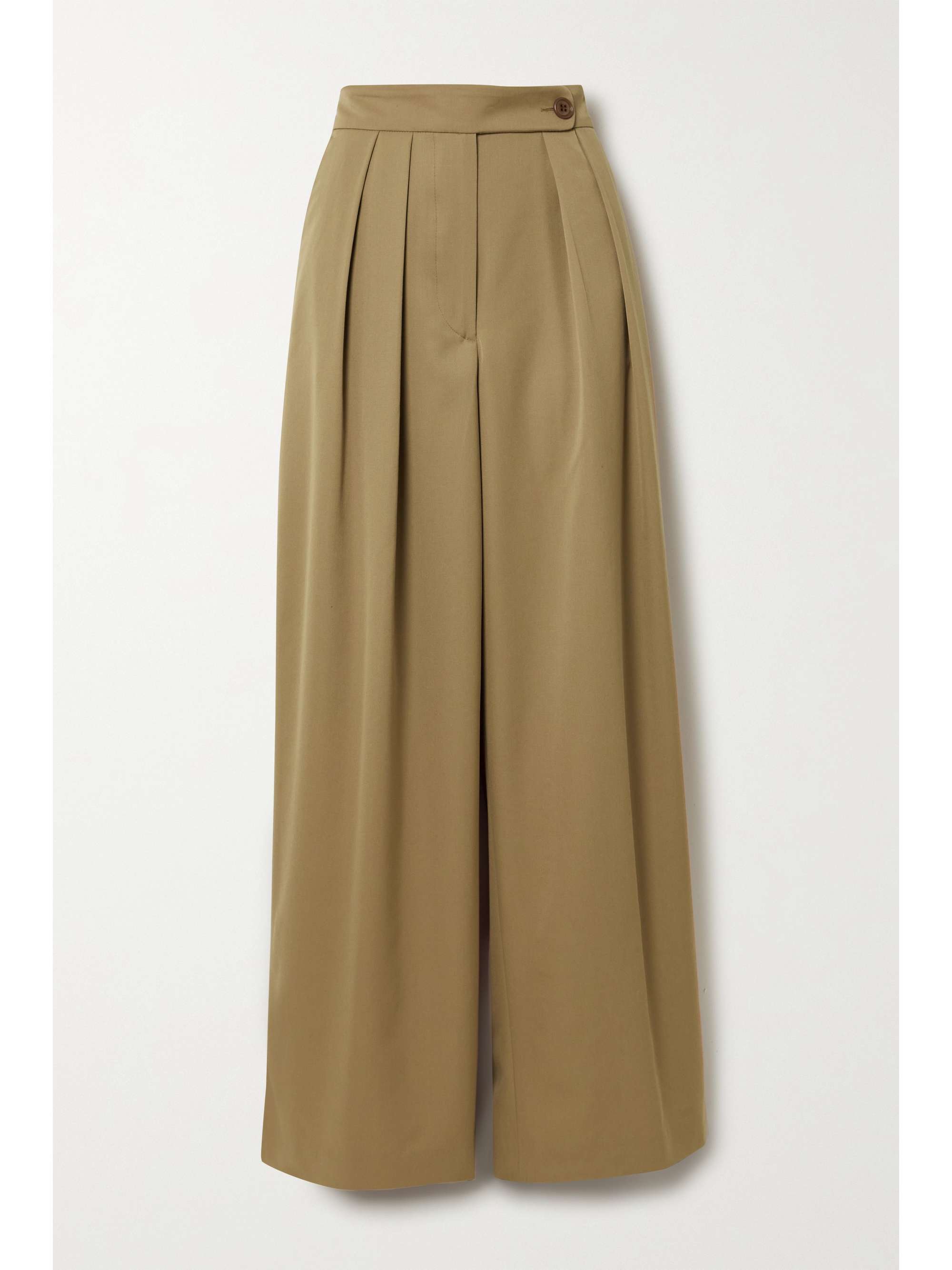 Camel Pleated wool wide-leg trousers 