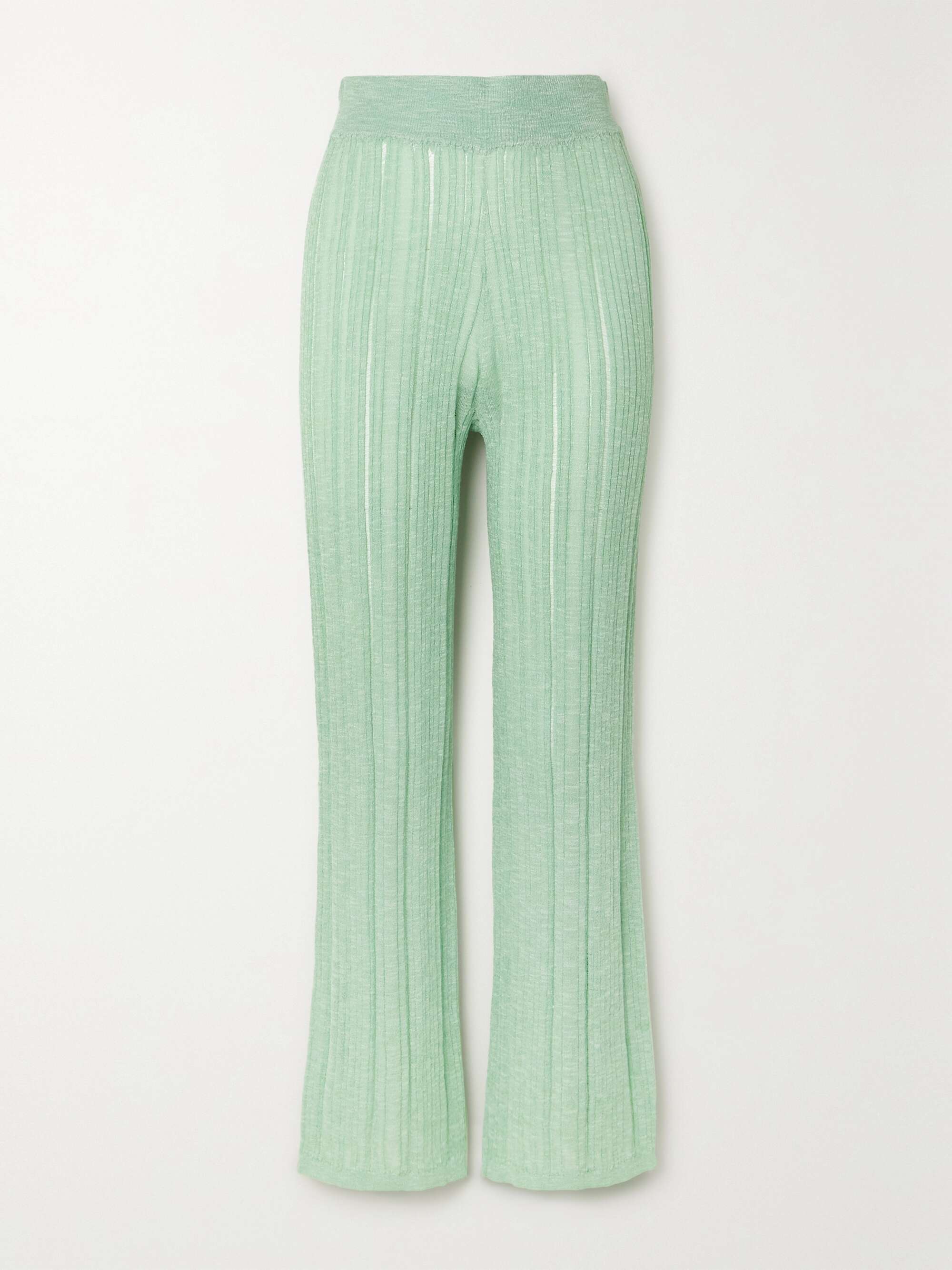 Mint Laurel ribbed-knit straight-leg 