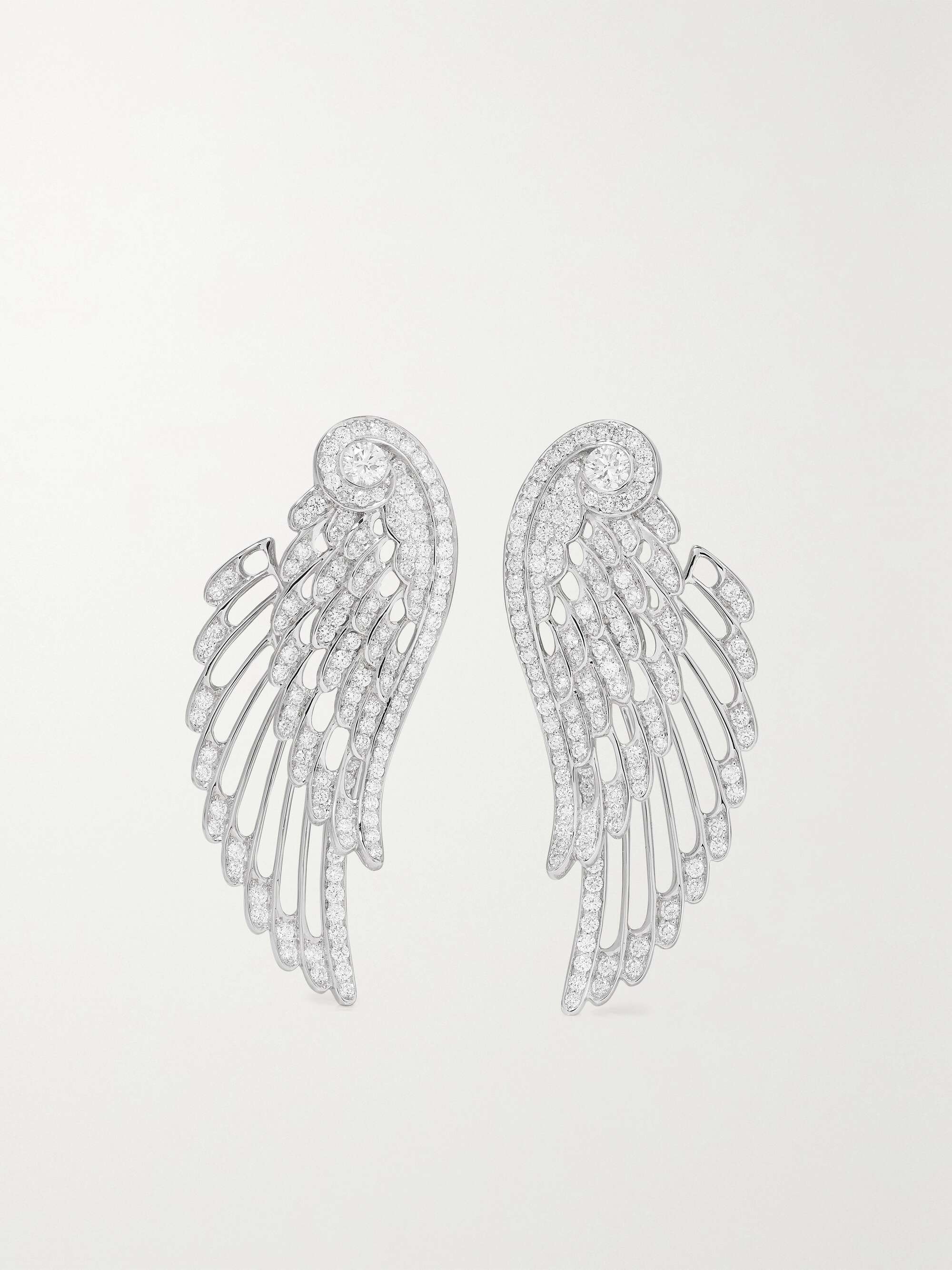 GARRARD Wings Embrace Peacock 18-karat white gold multi-stone earrings