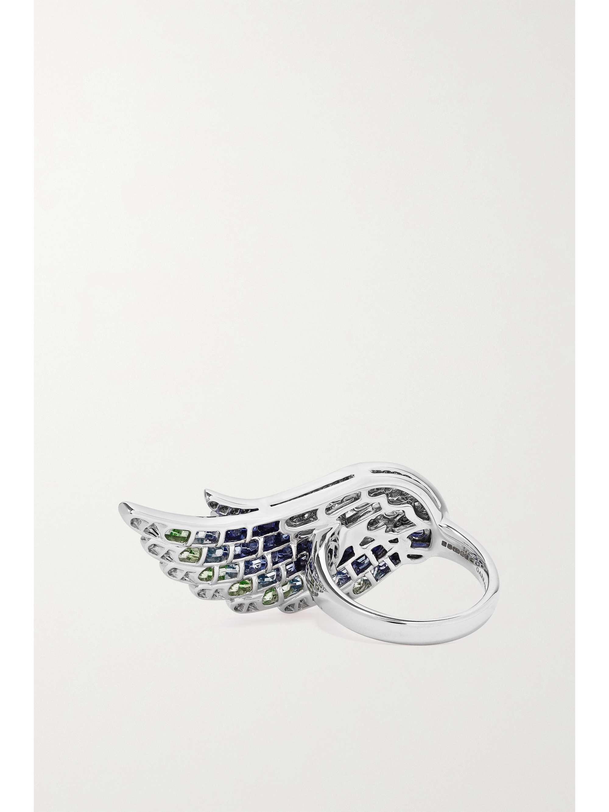 GARRARD Wings Embrace Peacock 18-karat white gold multi-stone ring