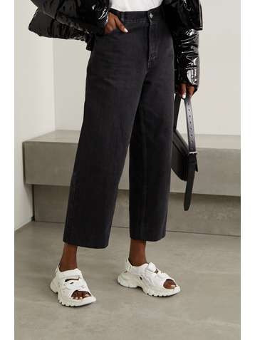 BALENCIAGA Track logo-detailed leather and rubber sandals