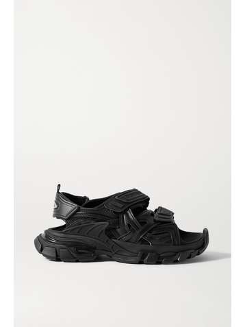 BALENCIAGA Track logo-detailed leather and rubber sandals