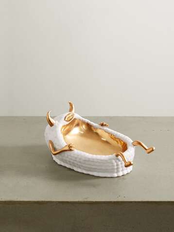 L'OBJET + Haas Brothers Lazy Susan gold and porcelain bowl