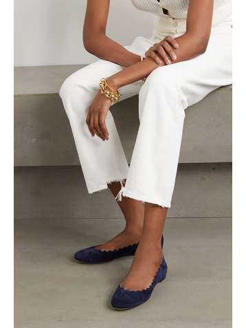 CHLOÉ Lauren scalloped suede ballet flats