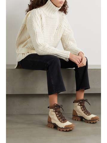 MONCLER Helis logo-print shearling ankle boots