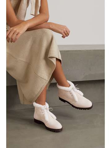 MANOLO BLAHNIK Mircus shearling-lined suede ankle boots