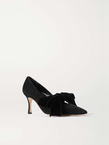 MANOLO BLAHNIK Serba 70 bow-detailed suede pumps