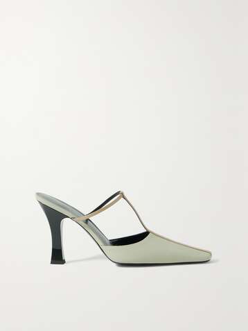 THE ROW Office leather-trimmed shell mules