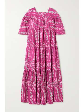 ODILE JACOBS Tiered printed waxed-cotton maxi dress