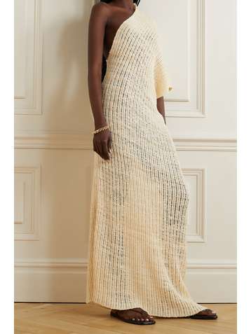 THE ROW Cilvana one-sleeve open-knit silk maxi dress