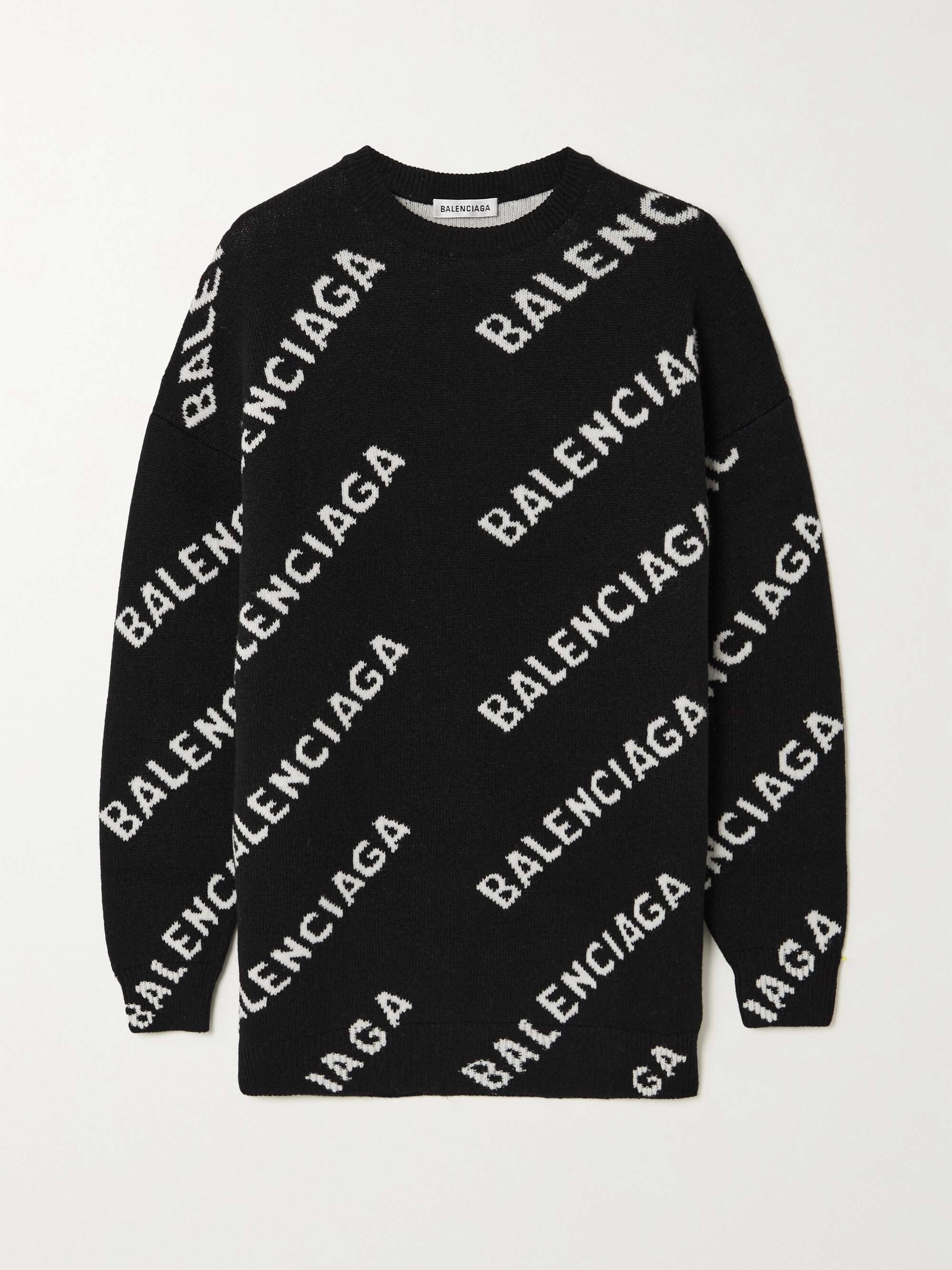 Oversized intarsia wool-blend sweater