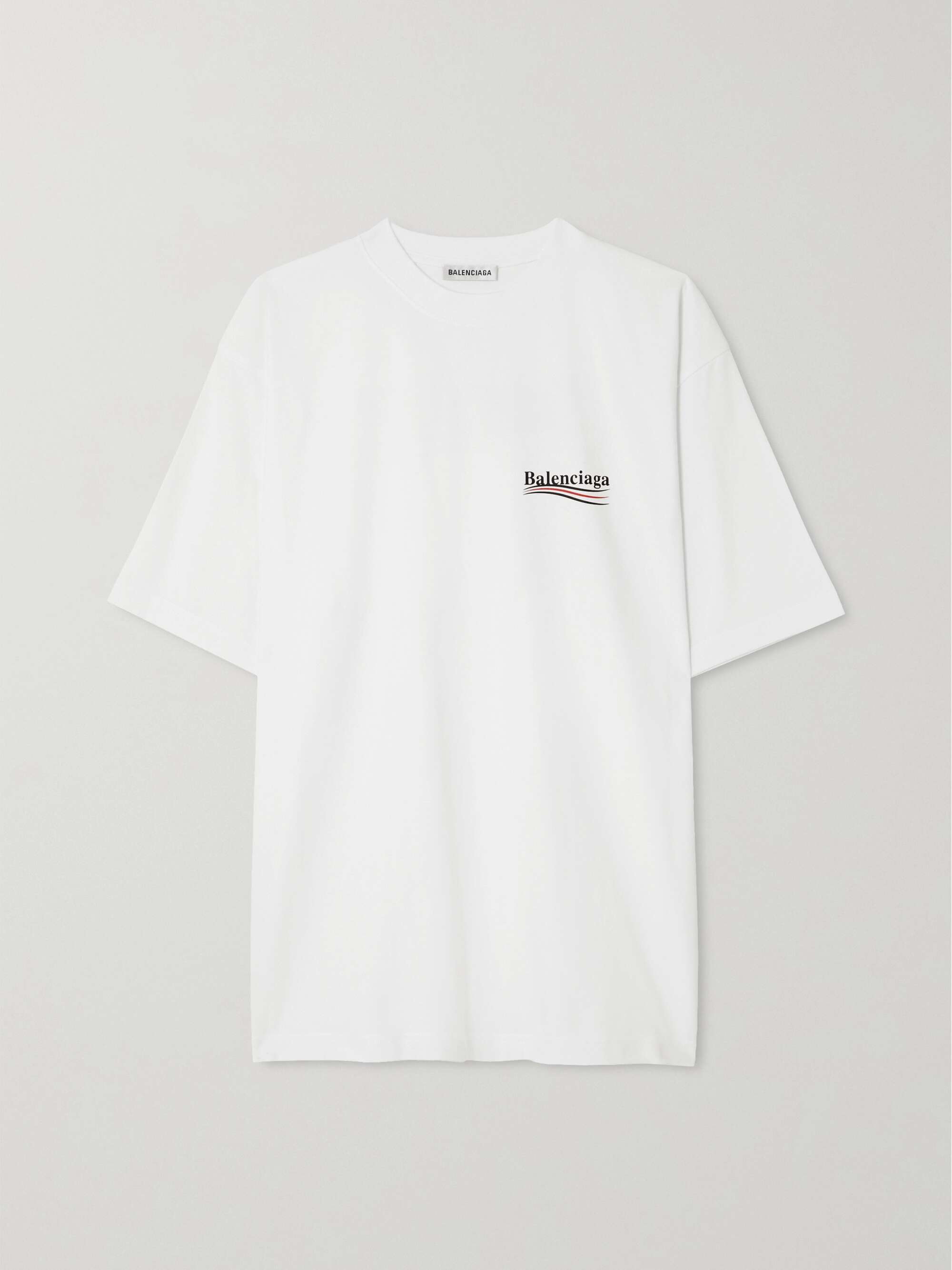 BALENCIAGA Oversized distressed printed cotton-jersey T-shirt