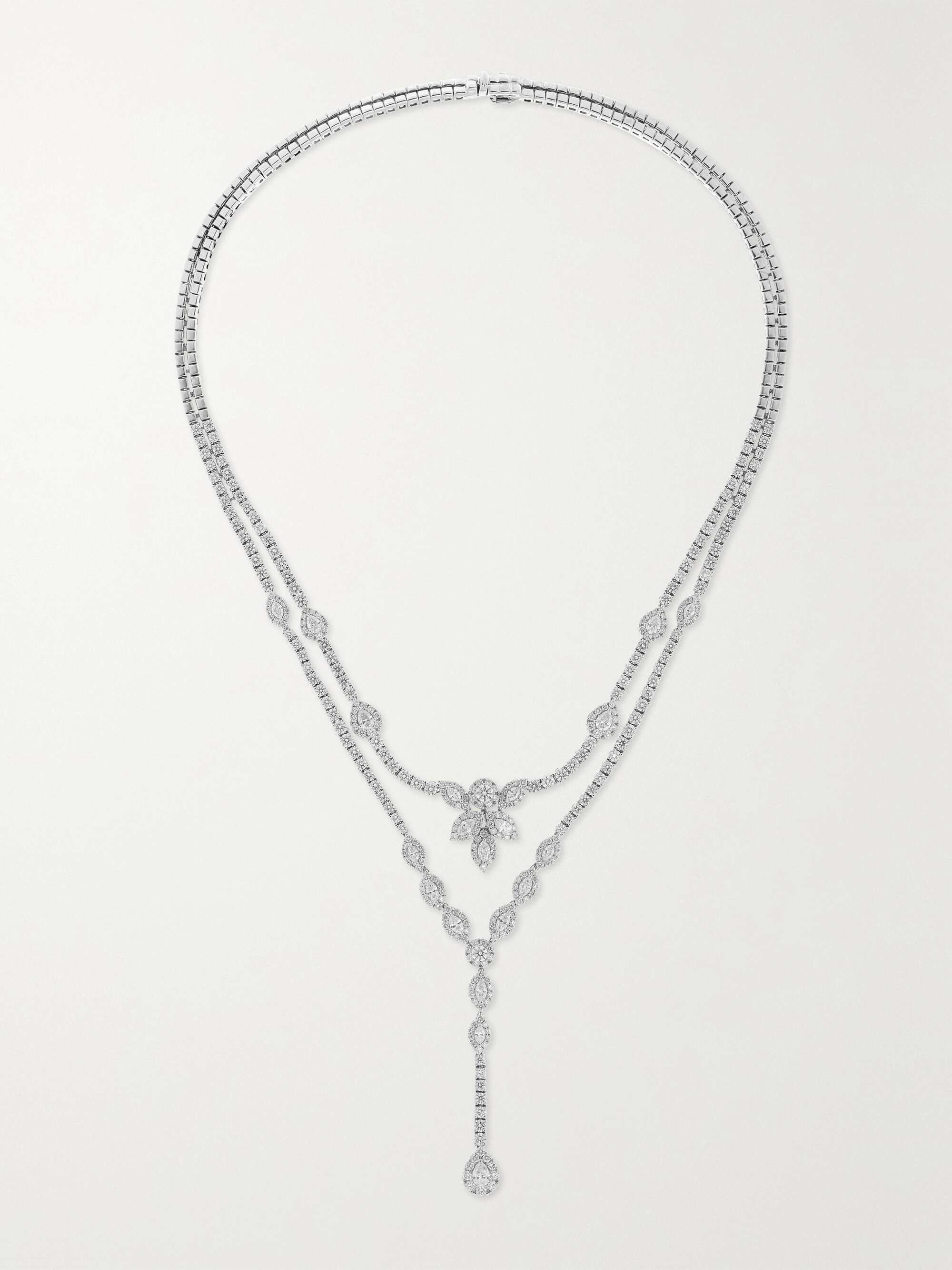 YEPREM 18-karat white gold diamond necklace