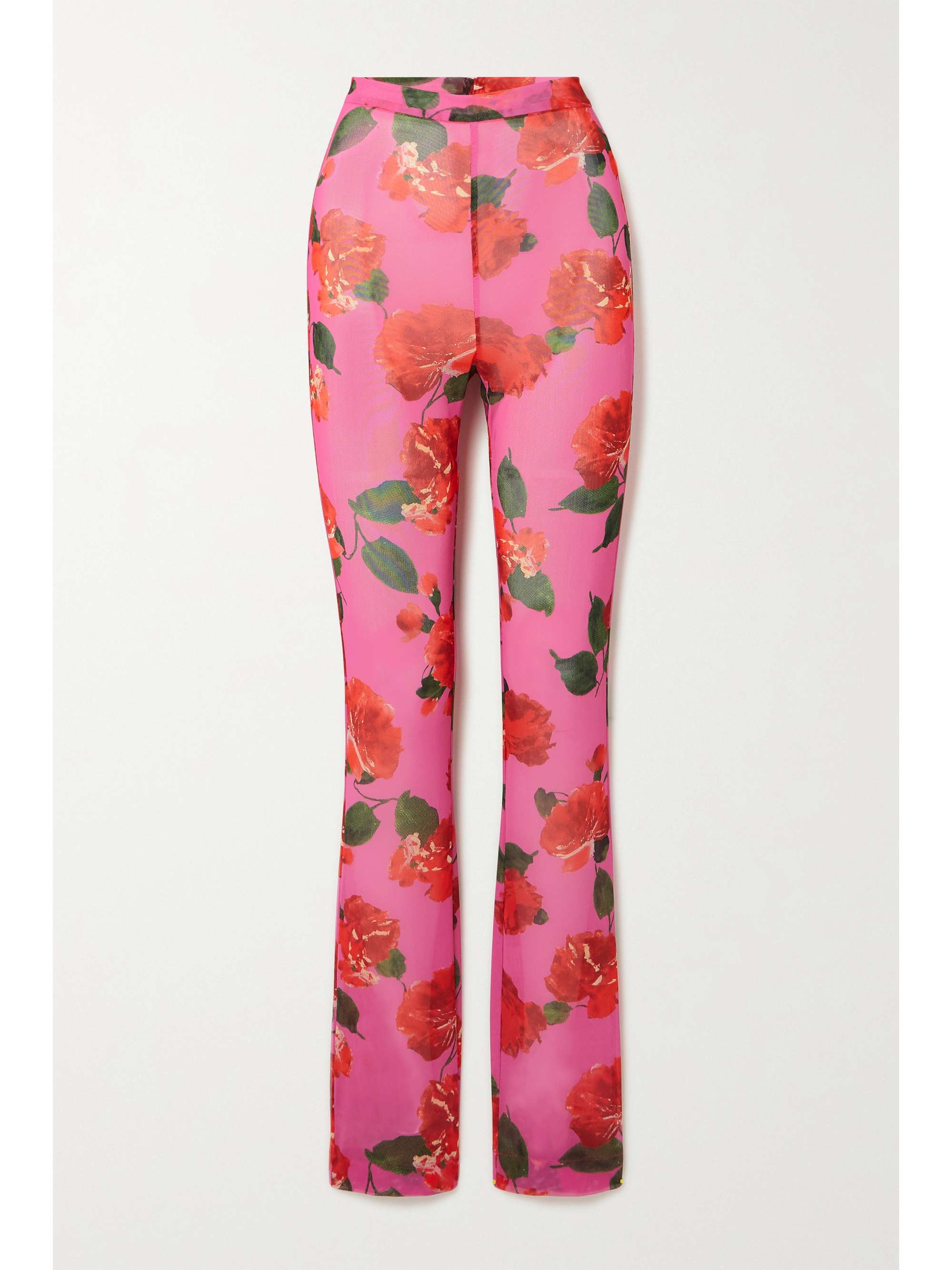 Pink Floral-print stretch-mesh leggings 