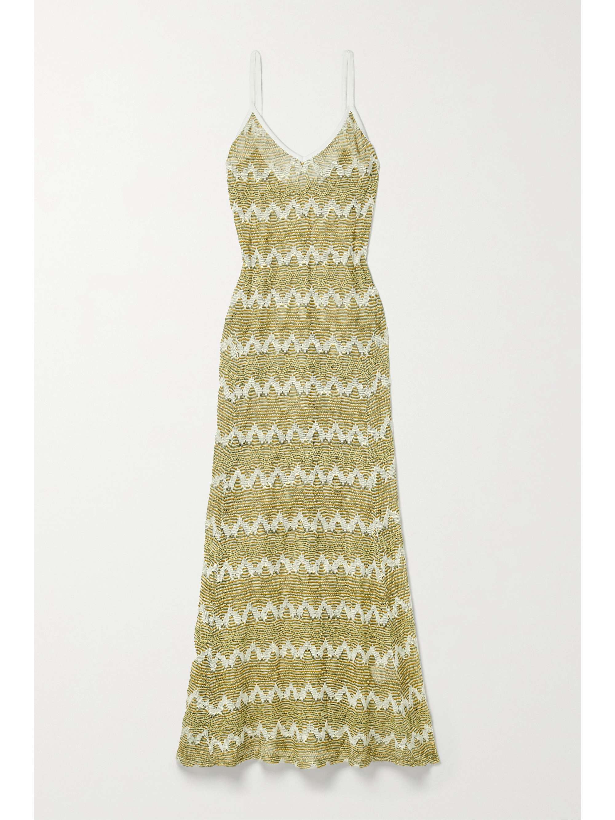 Army green Open-knit maxi dress 