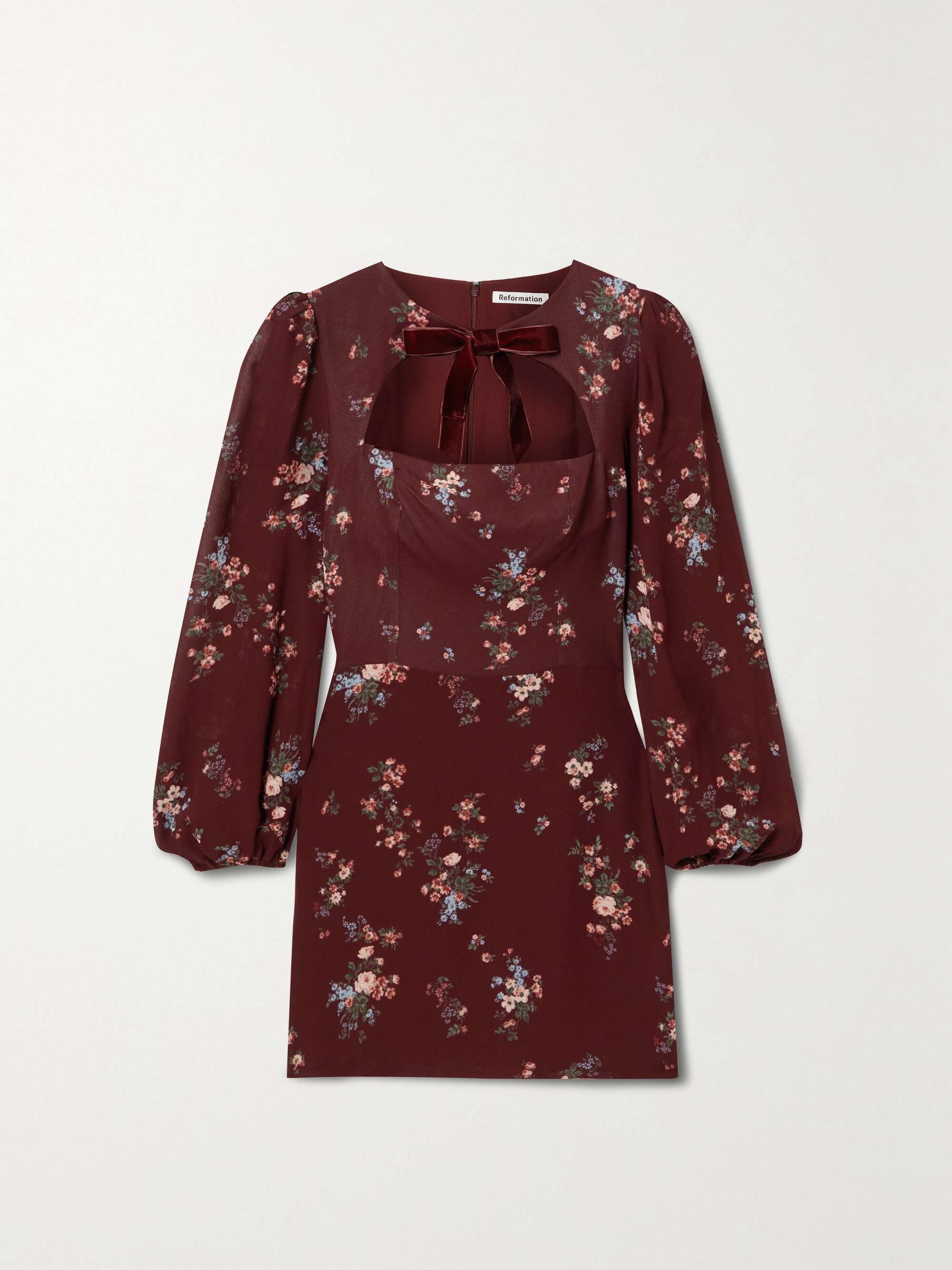 Burgundy Terri velvet-trimmed cutout 
