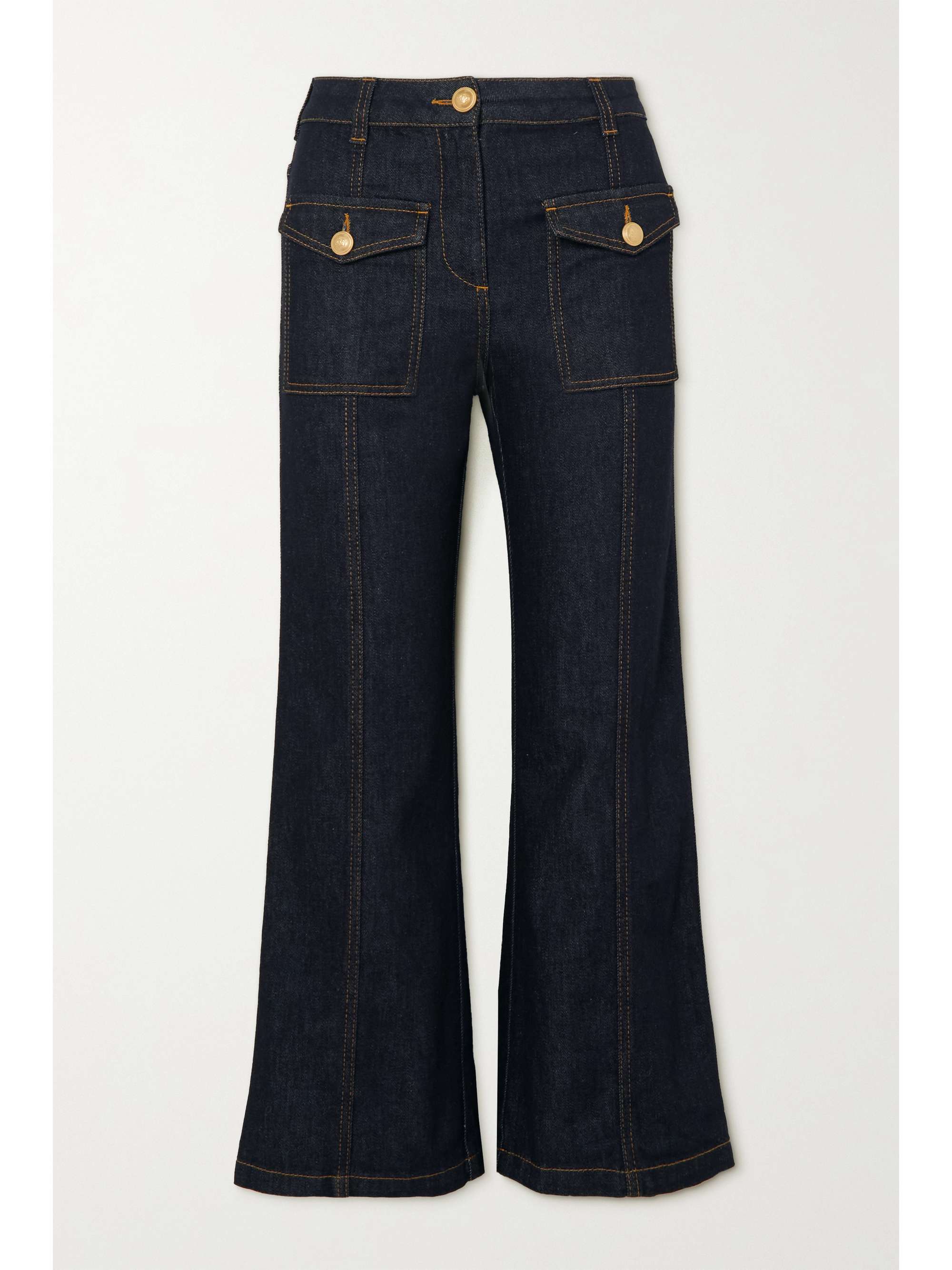 Indigo Cropped high-rise flared jeans 