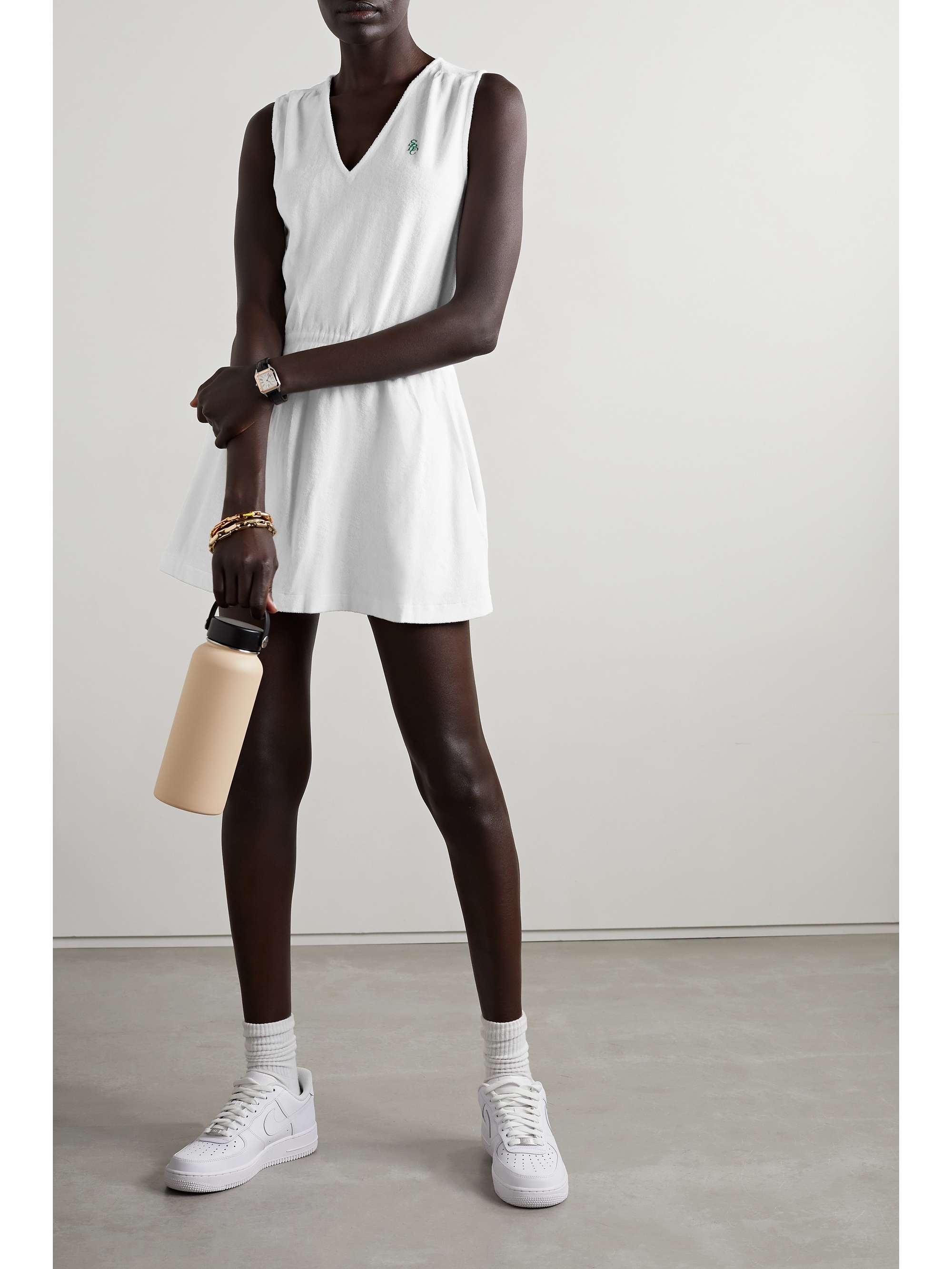 SPORTY & RICH Embroidered cotton-terry mini dress