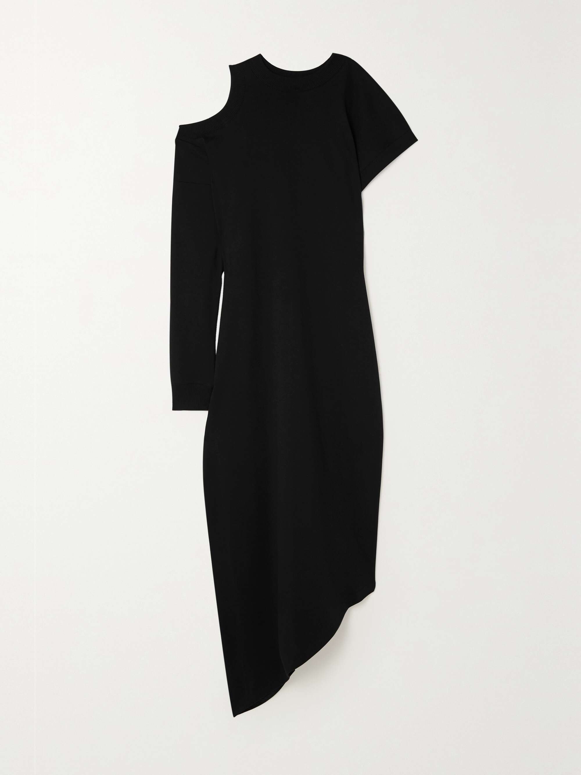 A.W.A.K.E. Mode - Cold-Shoulder Asymmetric Organic Cotton-Jersey Midi Dress - Black - Small - Net A Porter