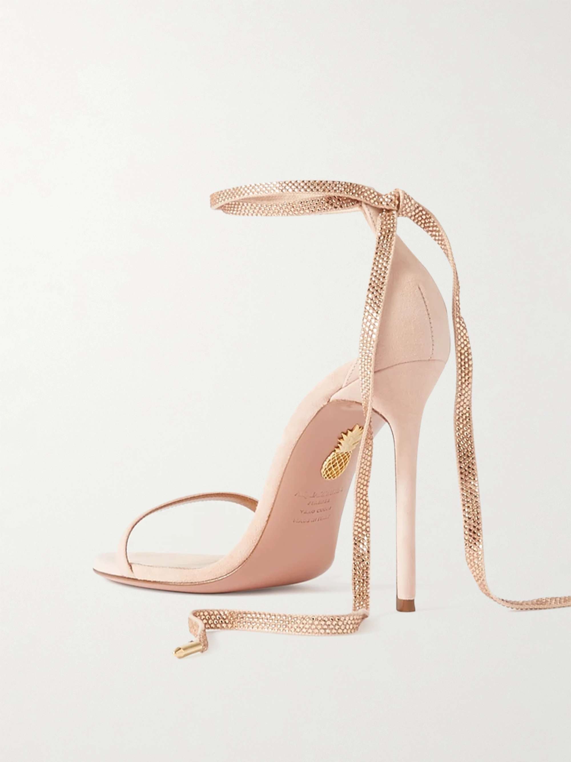 AQUAZZURA Mon Cherie 105 crystal-embellished lace-up suede sandals