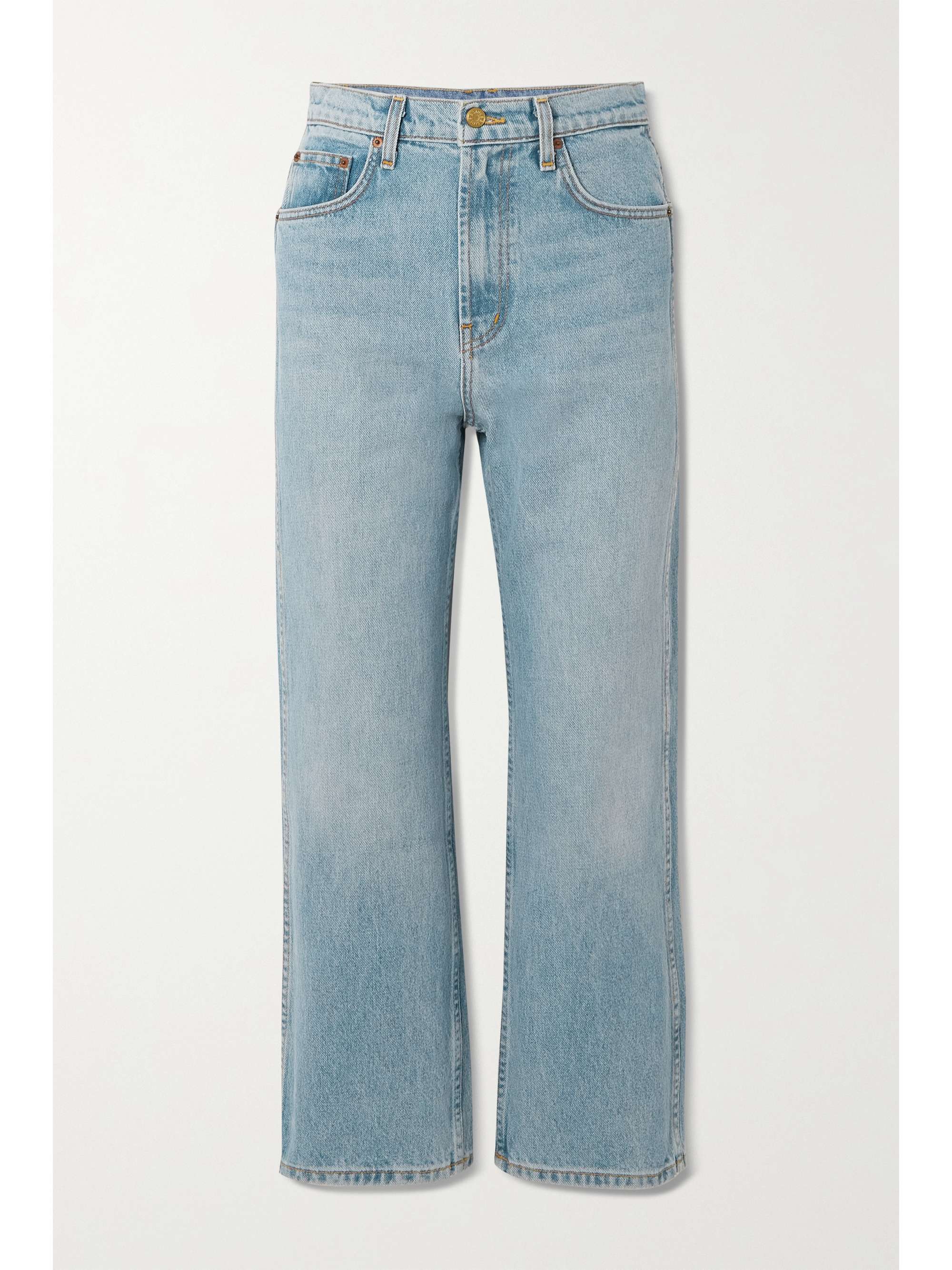 Mid denim Plein high-rise straight-leg 