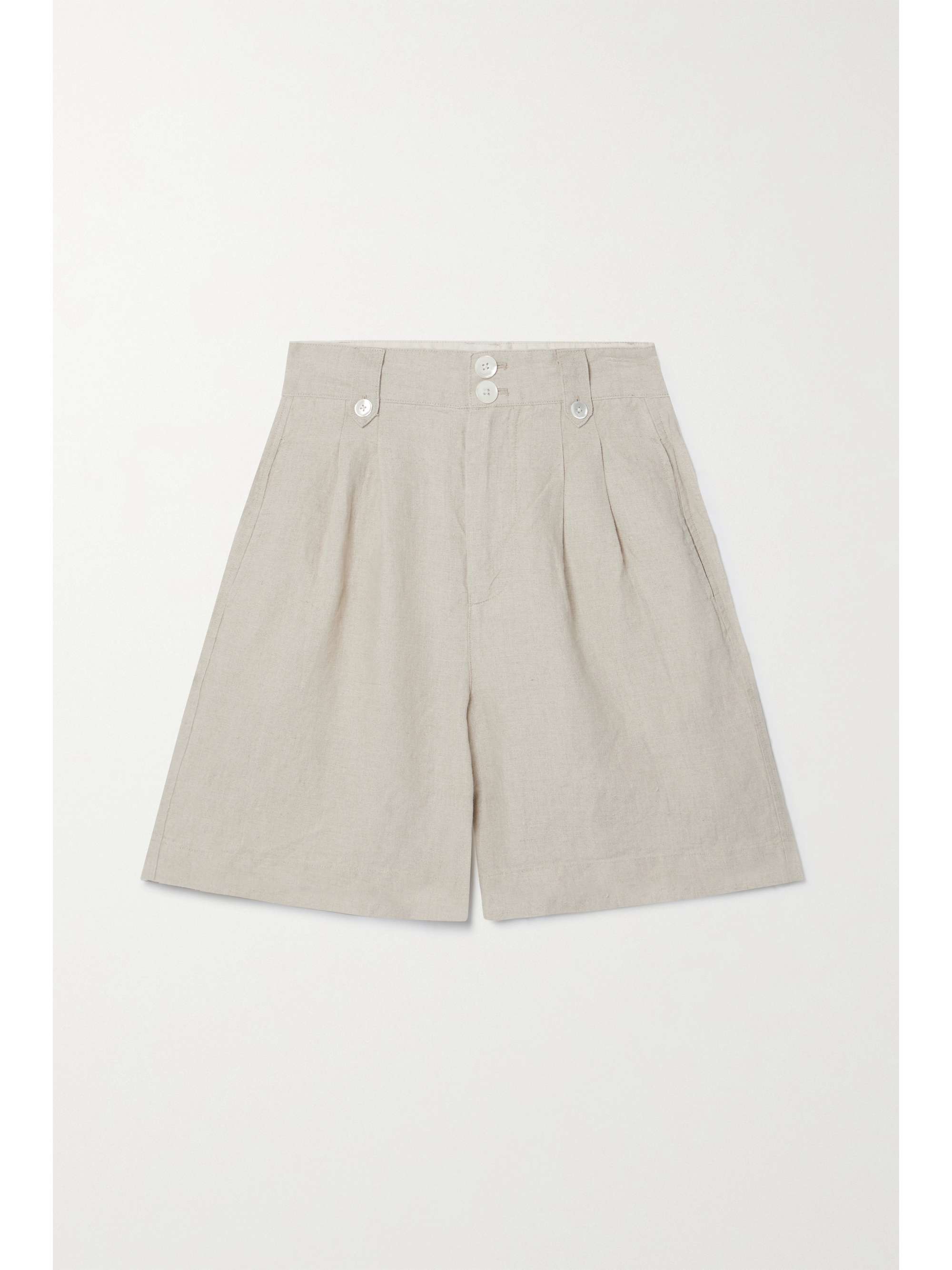 Beige Pleated linen shorts | ALEX MILL 
