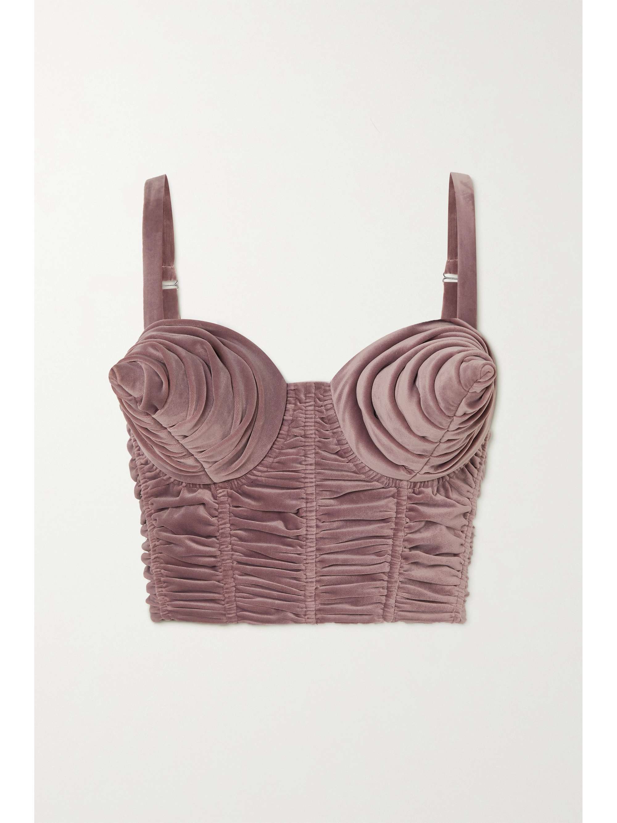 Lotta Volkova lace-up ruched velvet 