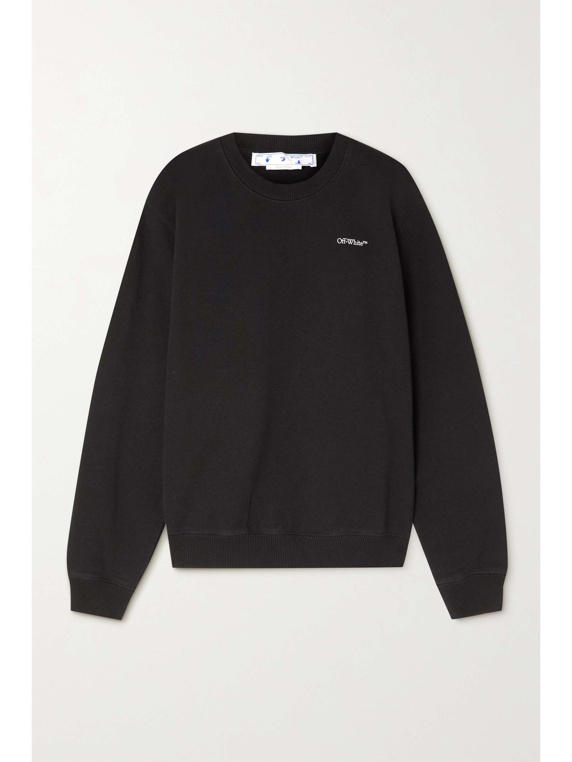 Off-White - Embroidered floral-print Cotton-Jersey Sweatshirt - Black - Medium - Net A Porter