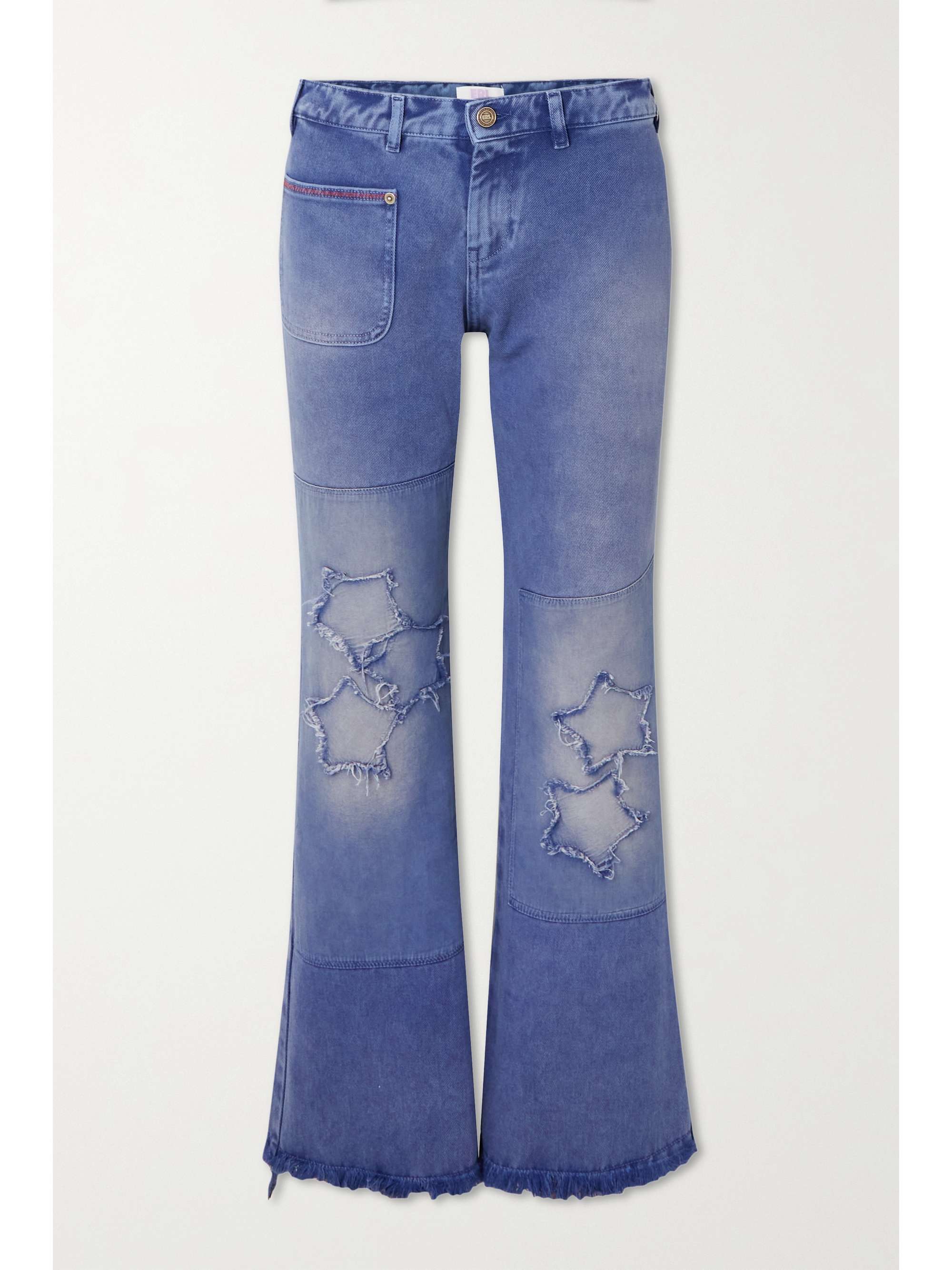 Dark denim Patchwork high-rise flared 