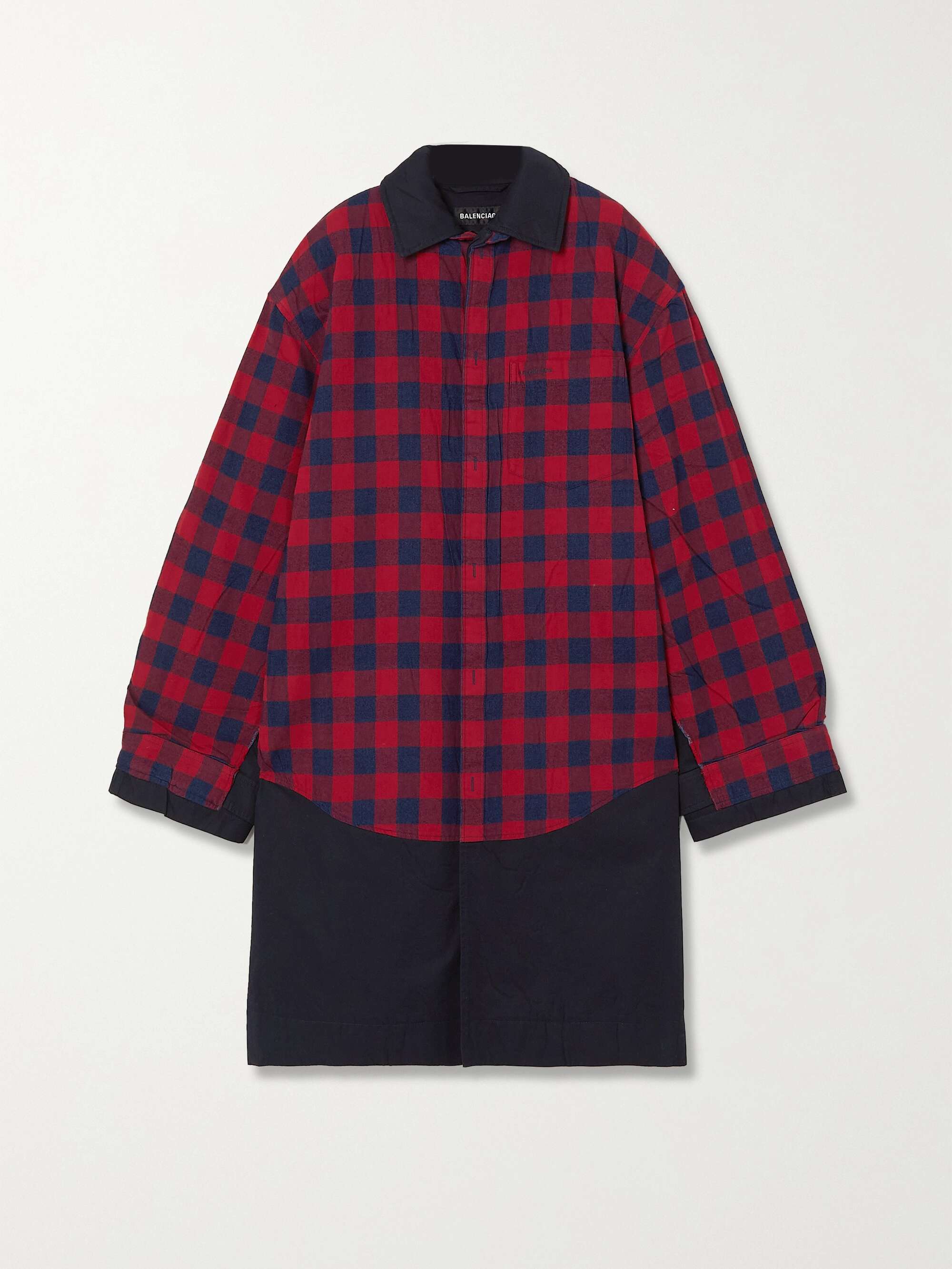 Red Oversized padded checked flannel 