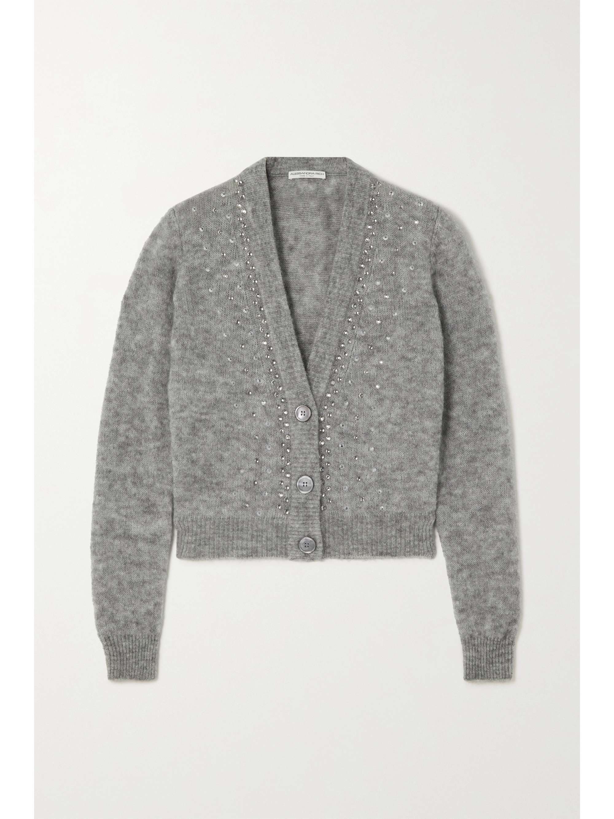Gray Cropped crystal-embellished 