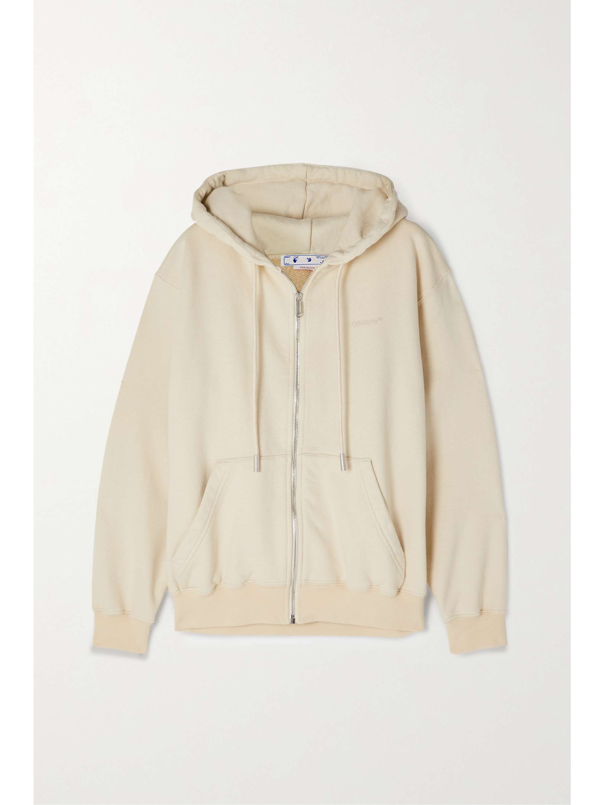 Beige Embossed cotton-jersey hoodie 