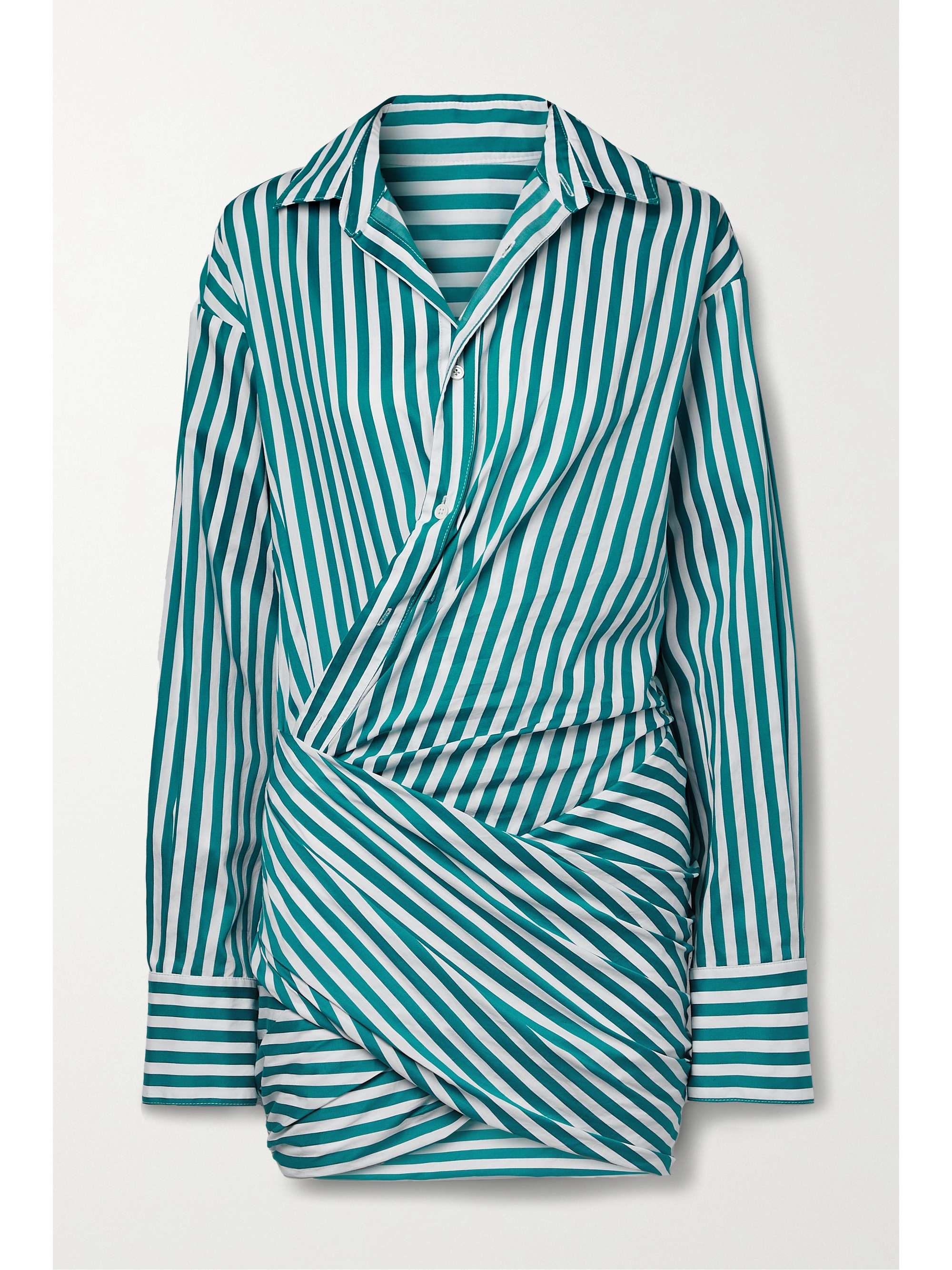 MONSE Wrap-effect striped cotton-poplin mini shirt dress | NET-A-PORTER