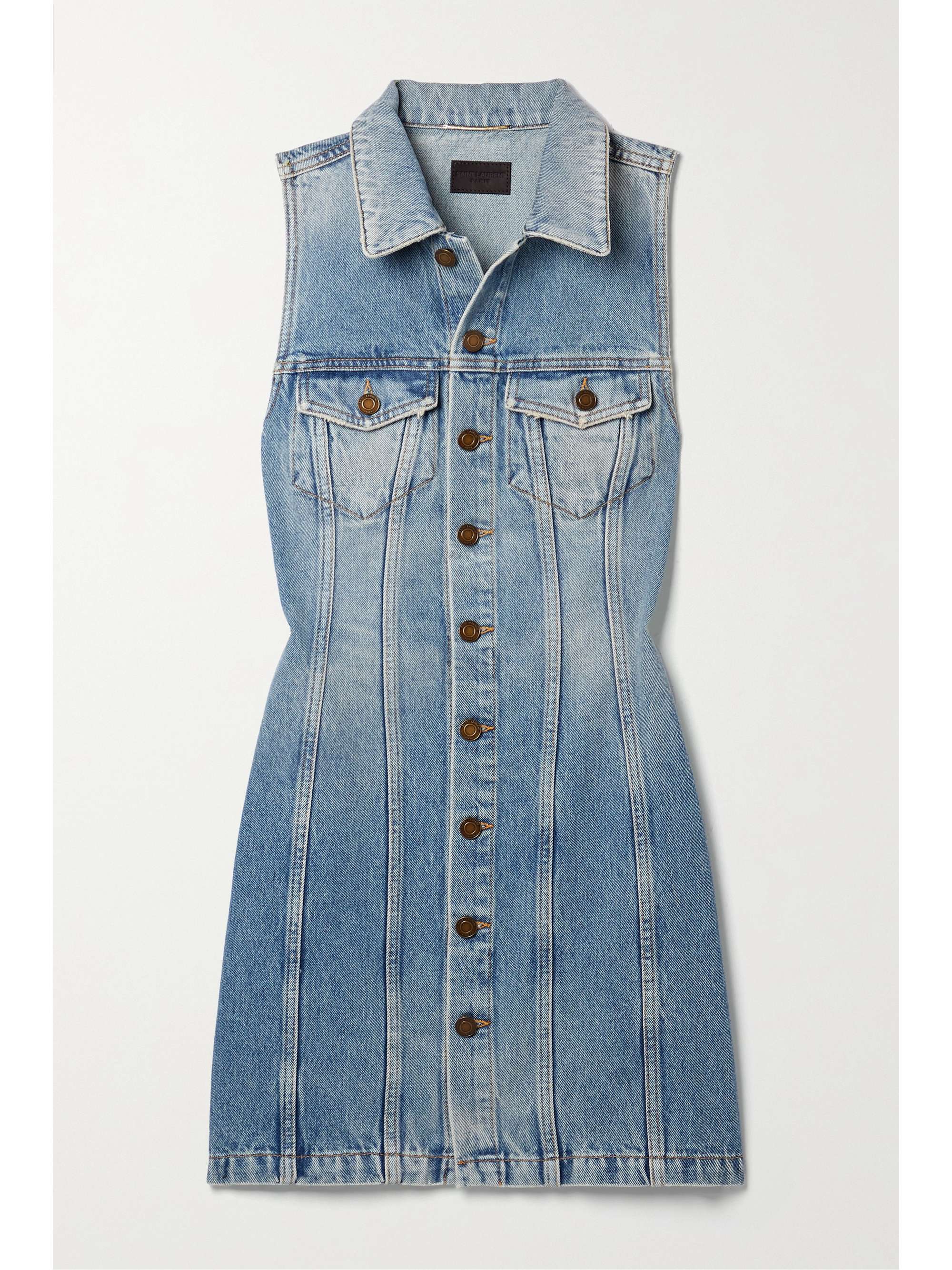 Blue Paneled denim mini dress | SAINT 