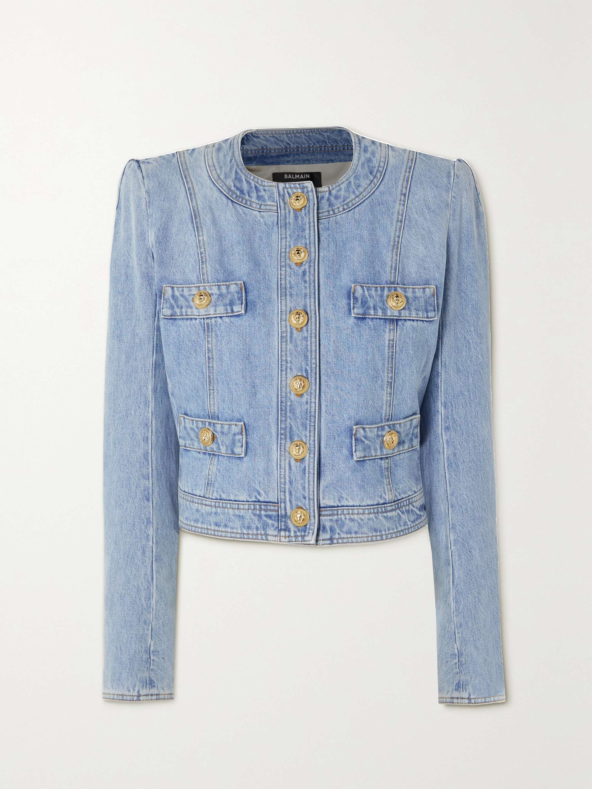 Labe Daisy Lake Taupo BALMAIN Cropped denim jacket | NET-A-PORTER