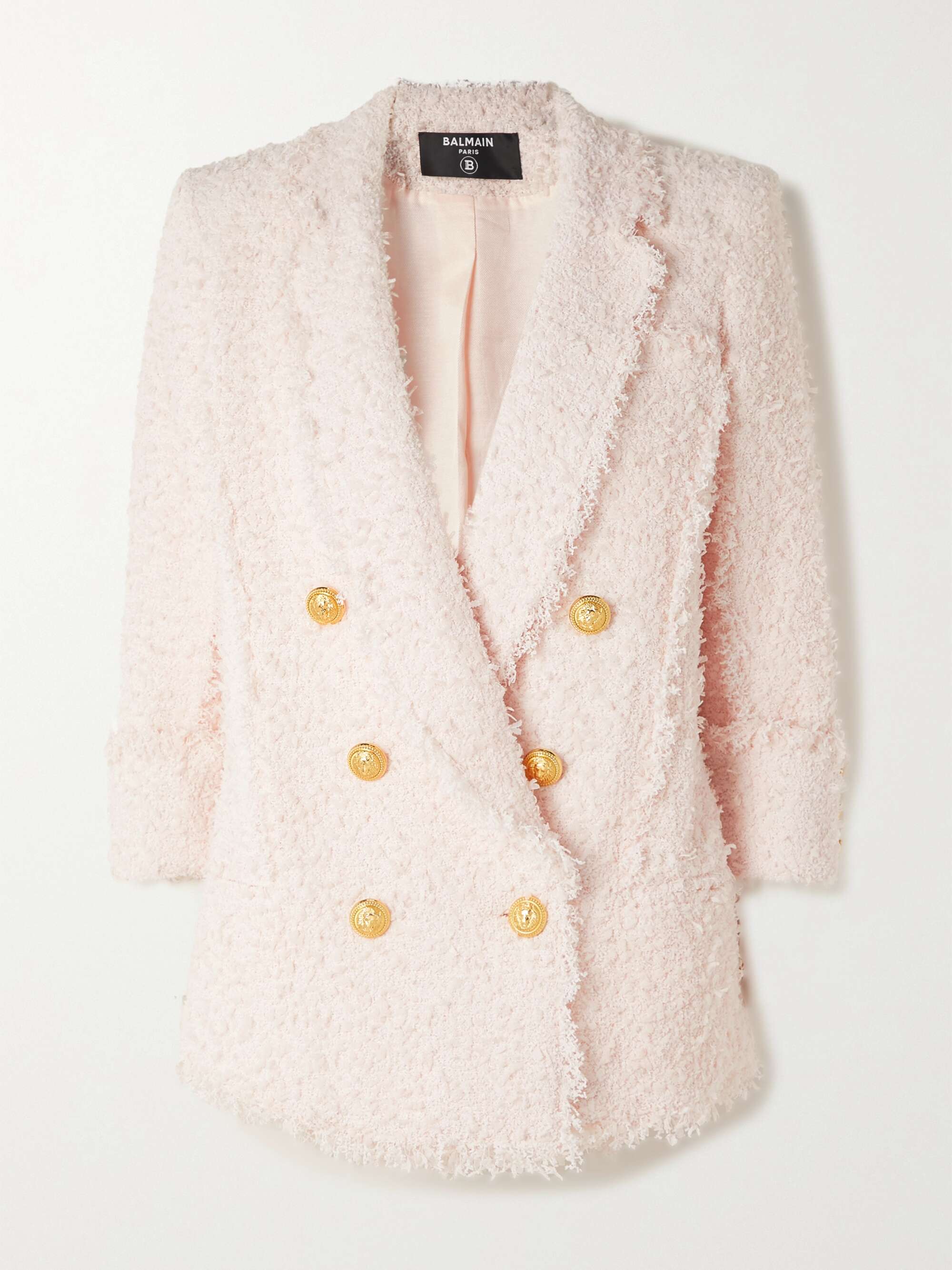 Baby pink Double-breasted bouclé-tweed 