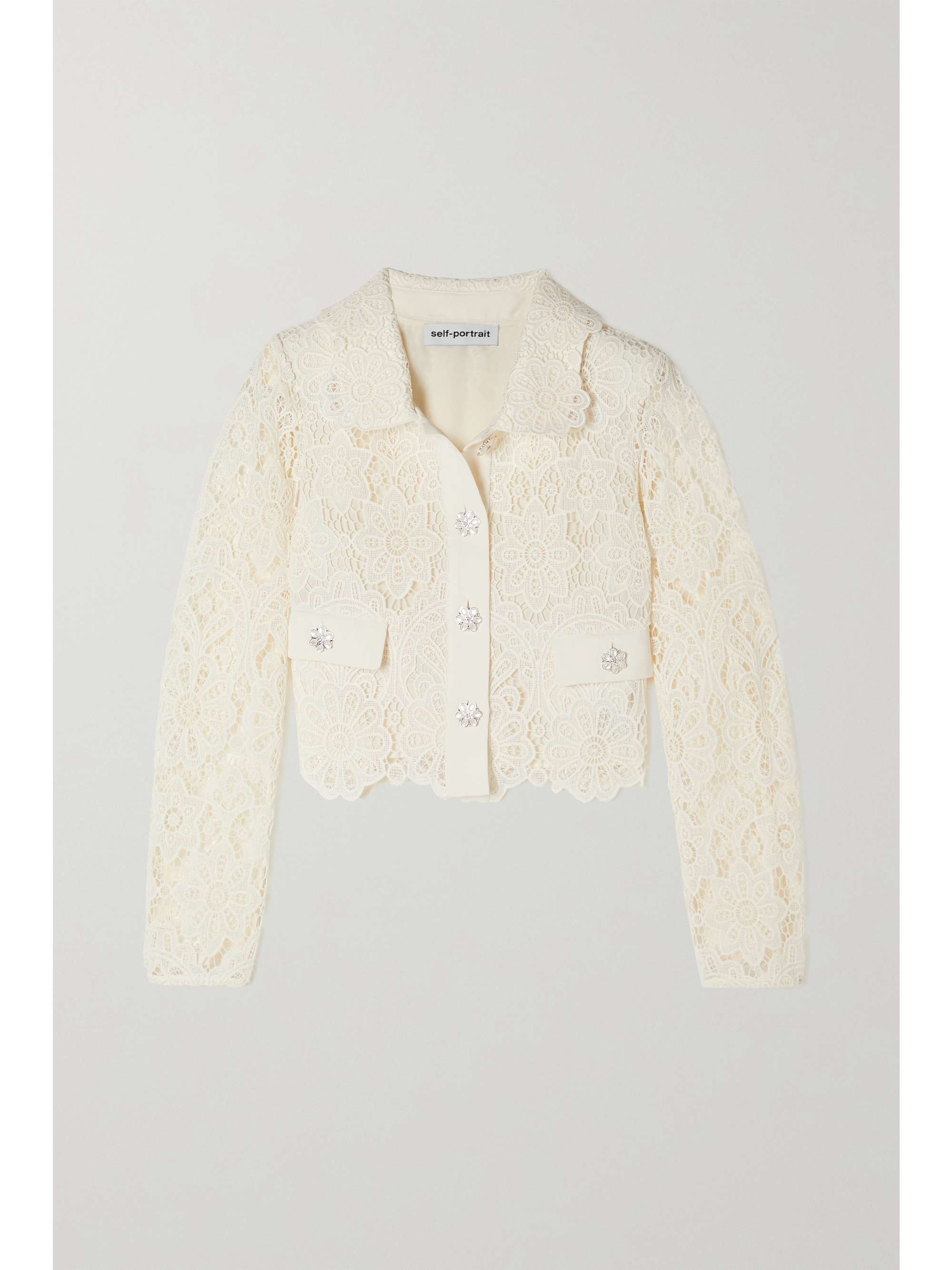 Ivory Crystal-embellished guipure lace 