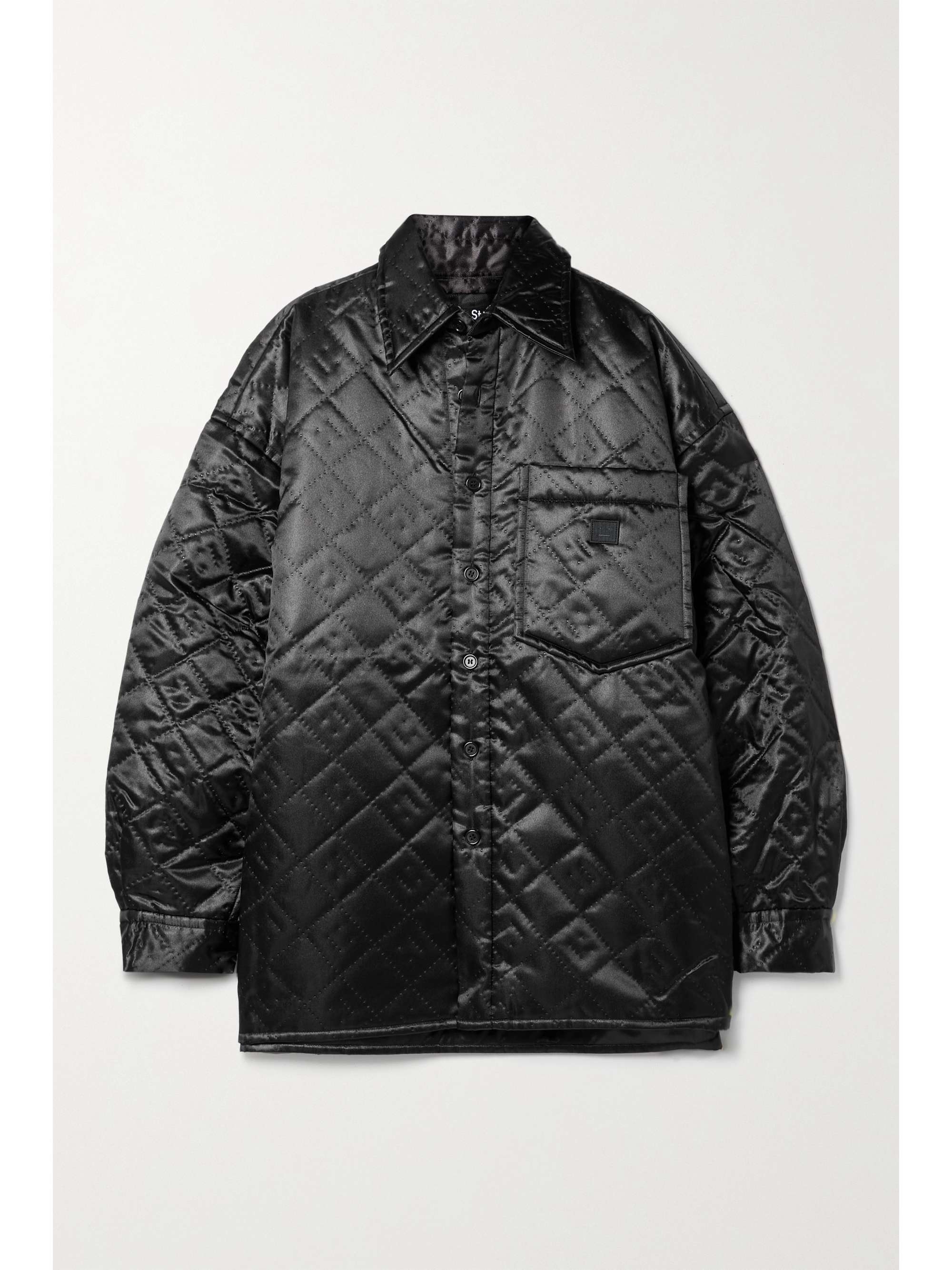 Black Quilted padded satin jacket 